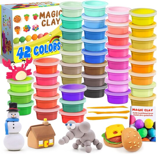 SP; Air Dry Clay - 42 Colors Modeling Clay Kit with Tools for Kids, Soft & Ultra Light, Toys Gifts for Ages 3-8+; Category:Air Drying Clay; Image:1